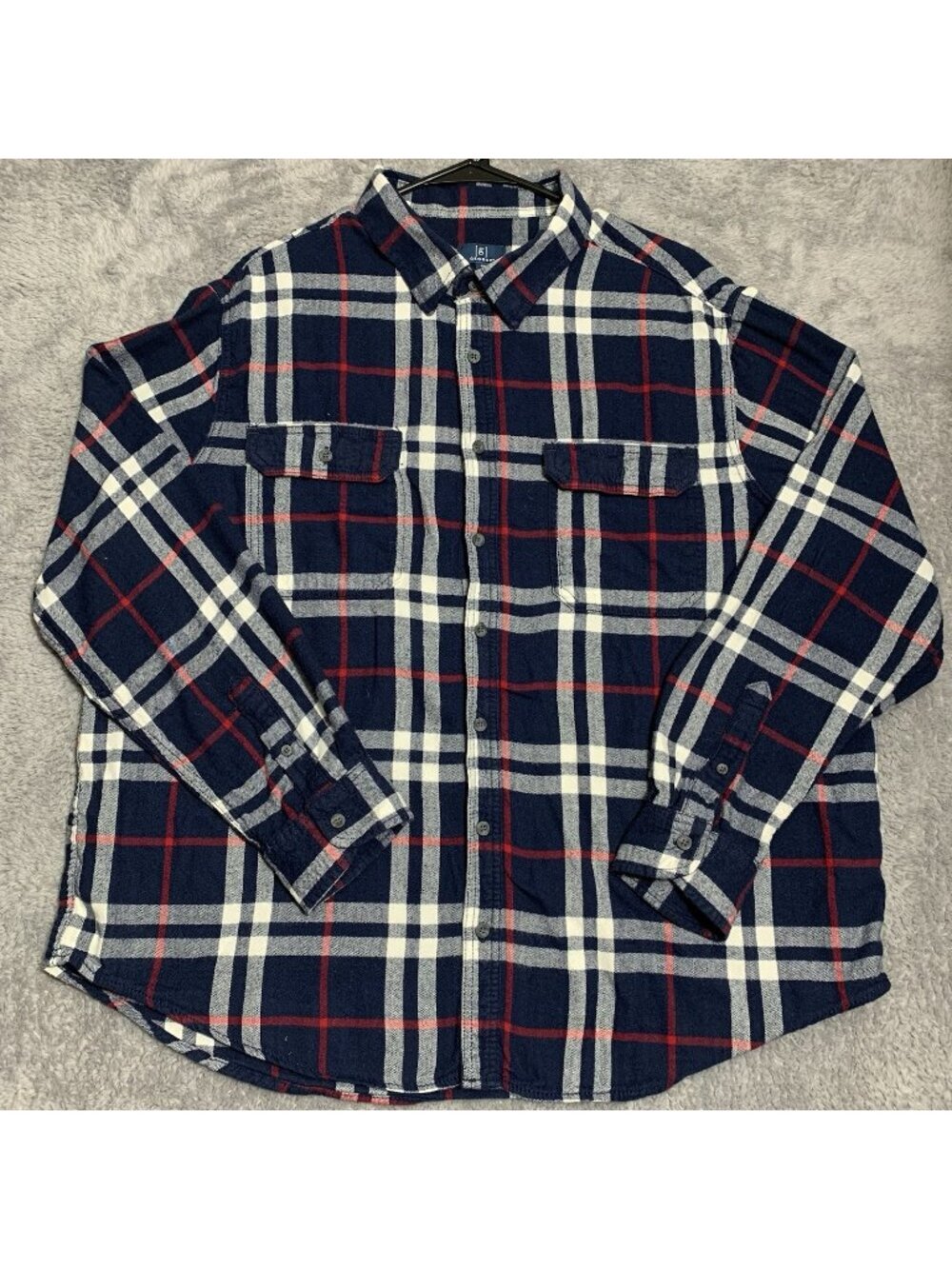 George Men's 3XL Blue Plaid Soft Flannel Long Sleeve Shirt Cotton Button Down
